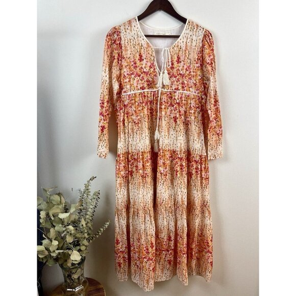 CHRISTY DAWN Paloma Midi Dress Sunset Gladiola Orange Pink Floral Size M - Picture 6 of 13